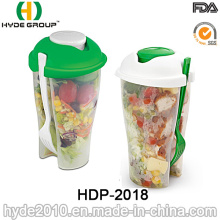 Plastic Salad to-Go Cup with Fork and Dressing Cup (HDP-2018)